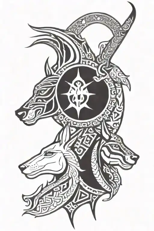 Osiris and anubis tattoo design idea