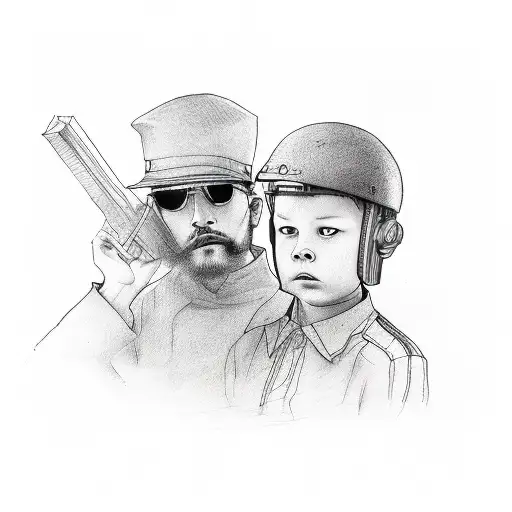 father and son memory  tattoo design idea
