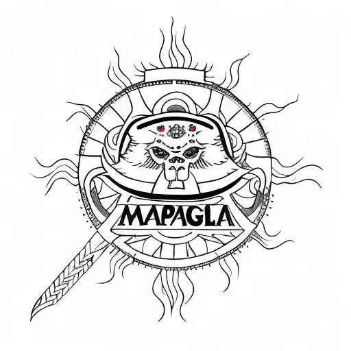 word: MACAPAGAL, with Philippine flag's sun tattoo design idea