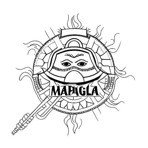 word: MACAPAGAL, with Philippine flag's sun tattoo design idea