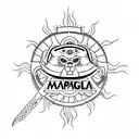 word: MACAPAGAL, with Philippine flag's sun tattoo design idea