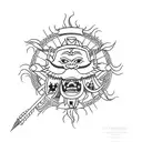 word: MACAPAGAL, with Philippine flag's sun tattoo design idea