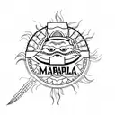 word: MACAPAGAL, with Philippine flag's sun tattoo design idea