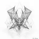 Tattoo with two triangles enveloping a dragon, harsh style tattoo design idea