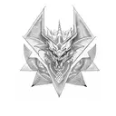Tattoo with two triangles enveloping a dragon, harsh style tattoo design idea