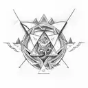 Tattoo with two triangles enveloping a dragon, harsh style tattoo design idea
