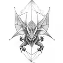 Tattoo with two triangles enveloping a dragon, harsh style tattoo design idea