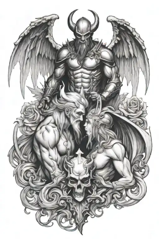 Faust good vs evil tattoo design idea