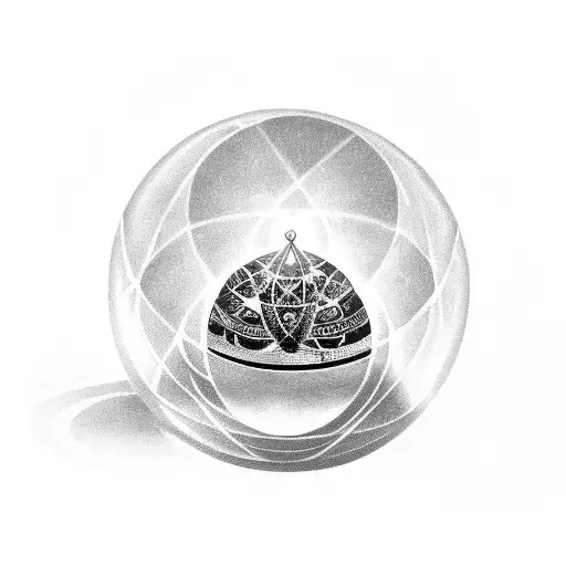 Mystical Tarot cards emerging from a crystal ball tattoo design idea