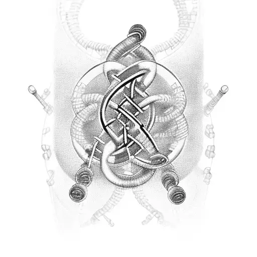 A stylized DNA strand with the 2q37 gene mutation symbol incorporated, representing your son's disease tattoo design idea
