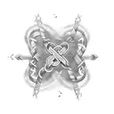 A stylized DNA strand with the 2q37 gene mutation symbol incorporated, representing your son's disease tattoo design idea