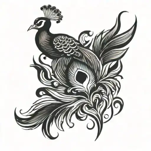 peacock feather turning tattoo design idea