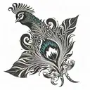 peacock feather turning tattoo design idea