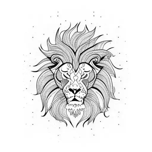 fire lion tattoo design idea