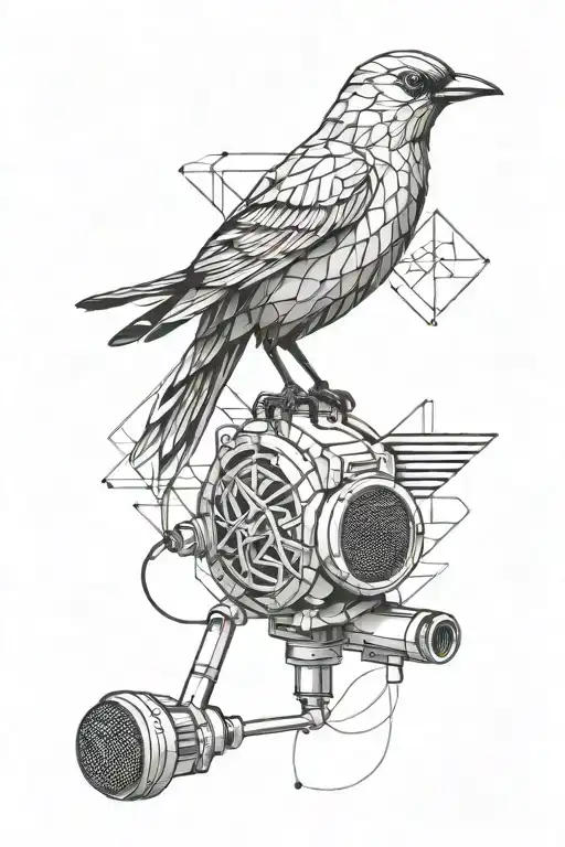 bird freedom music microphone tattoo design idea