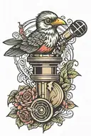 bird freedom music microphone tattoo design idea