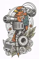 bird freedom music microphone tattoo design idea