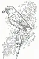 bird and music microphone tattoo design idea