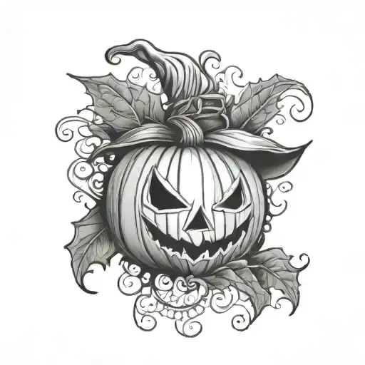 Halloween inspired tattoo featuring pumpkin tattoo design idea