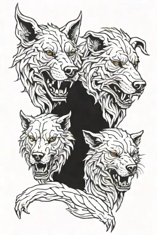 Cerberus 3 heads tattoo design idea