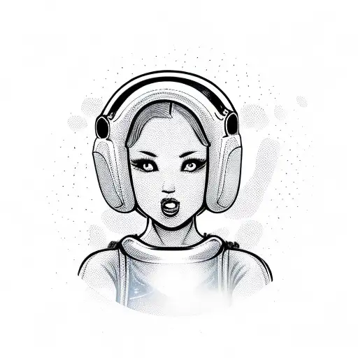 red head girl holding a recording mic while wearing boxing gloves  tattoo design idea