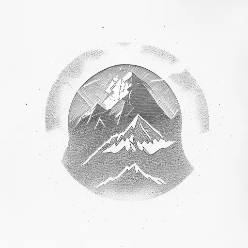 mount Everest which on top there is big brain with light rays coming out of the brain tattoo design idea