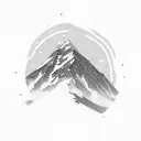 A tattoo of Mount Everest above which there is a brain from which rays of light come out tattoo design idea