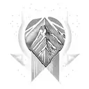 A tattoo of Mount Everest above which there is a brain from which rays of light come out tattoo design idea