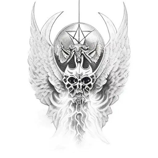 St. Micheal the arch-angle killing lucifer tattoo design idea