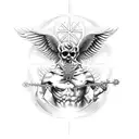 St. Micheal the arch-angle killing lucifer tattoo design idea