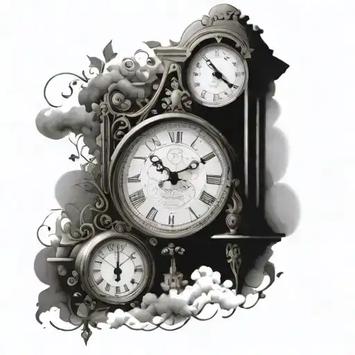 Create a tattoo of a grandfather clock with intricate details to symbolize the client's role as a Papa tattoo design idea