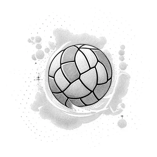 A volleyball player spiking the ball with a funky carioca twist tattoo design idea