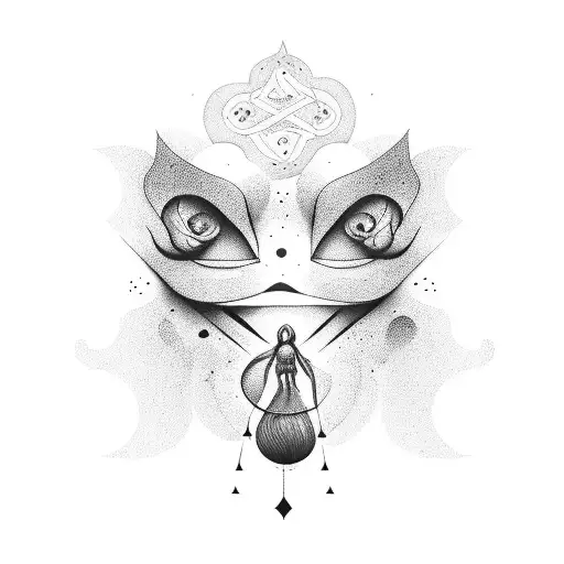 Filha falecida com pai e sol no fundo tattoo design idea