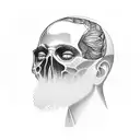 Filha falecida com pai e sol no fundo tattoo design idea