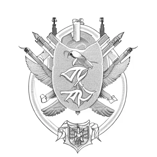 armed forces veteran, Mental Health Struggle, albatross, SA80 Rifle, RAF cap badge  tattoo design idea