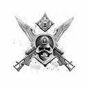 skull with camo soldier uniform, SA80 Rifle, albatross  tattoo design idea