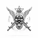 skull with camo soldier uniform, SA80 Rifle, albatross  tattoo design idea
