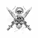 skull with camo soldier uniform, SA80 Rifle, albatross  tattoo design idea