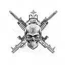skull with camo soldier uniform, SA80 Rifle, albatross  tattoo design idea