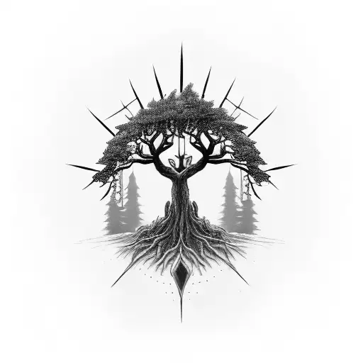 tree of gondor with narsil tattoo design idea