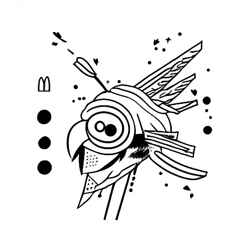 crow with fries tattoo design idea