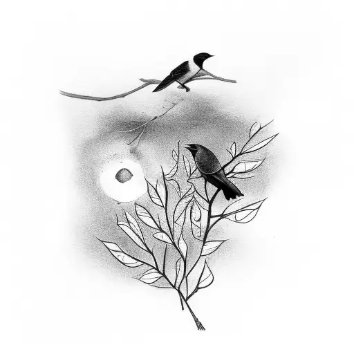 crow with chickadee  tattoo design idea