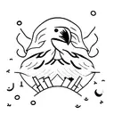 crow with fries tattoo design idea