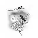 crow with chickadee  tattoo design idea