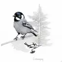 crow with chickadee  tattoo design idea