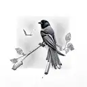 crow with chickadee  tattoo design idea