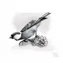 crow with chickadee  tattoo design idea
