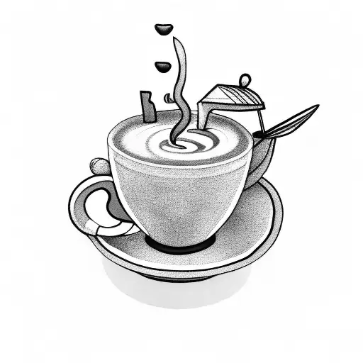 A barista pouring latte art into a plant-shaped coffee cup tattoo design idea