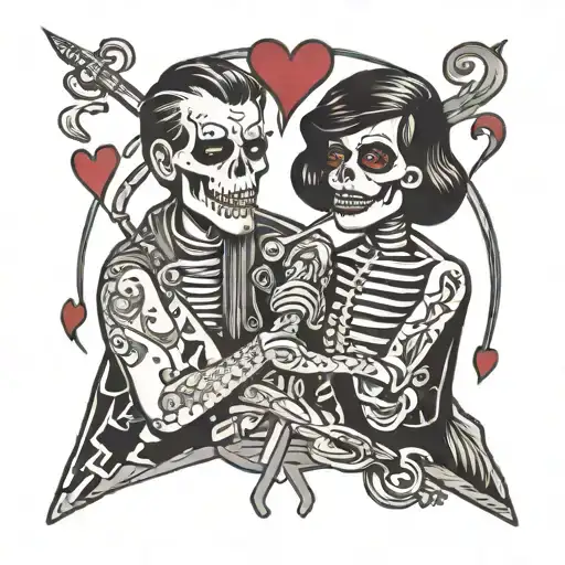 Two Metalheads In Love song tattoo design idea