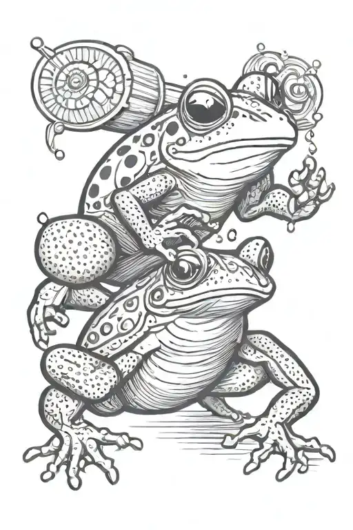 frog with boxing gloves fighting a snail tattoo design idea
